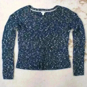 HINGE Knit Crochet Bohochic Teal Peplum Wool Mohair Sweater Women Small